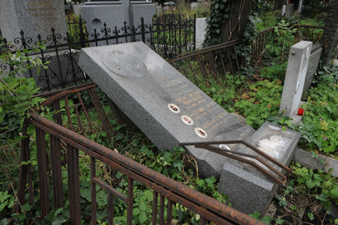 Вандали събориха надгробния паметник на Каблешкови в Централните софийски гробища.  Снимки: Цветан Томчев