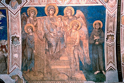  Друг от шедьоврите на Чимабуе - фреската “Мадоната на трона”, се намира в базиликата “Свети Франциск от Асизи” в град Асизи в Централна Италия.