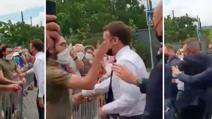 Френският президент Еманюел Макрон получи шамар по време на посещението
