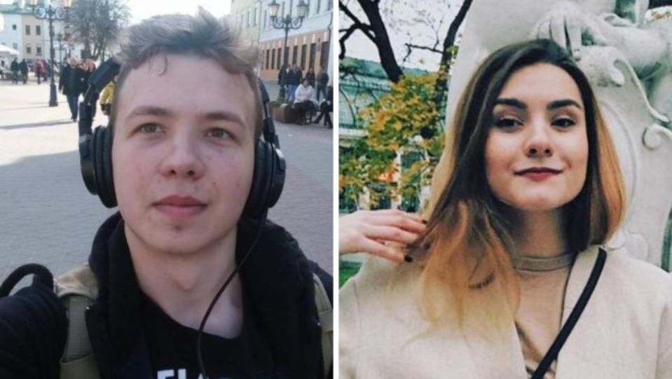 Задържаният в Беларус опозиционен блогър Роман Протасевич и рускинята София