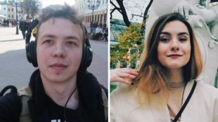 Задържаният в Беларус опозиционен блогър Роман Протасевич и рускинята София