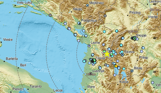 Земетресение с магнитуд 4,7 е регистрирано в Албания. Това показва