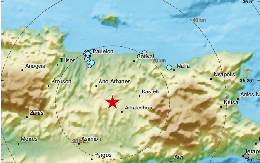 Две земетресения са регистрирани на остров Крит.Това показва справка на