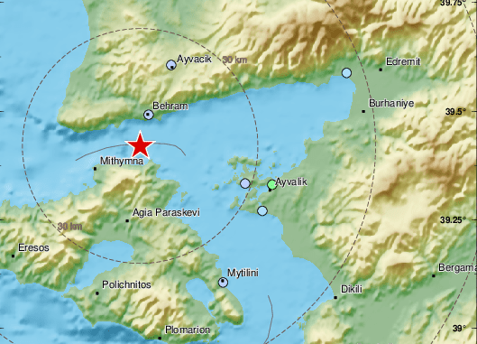 Земетресение с магнитуд 3,5 е регистрирано в окръг Чанаккале, Северозападна