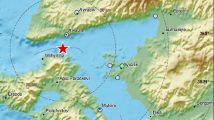 Земетресение с магнитуд 3 5 е регистрирано в окръг Чанаккале Северозападна
