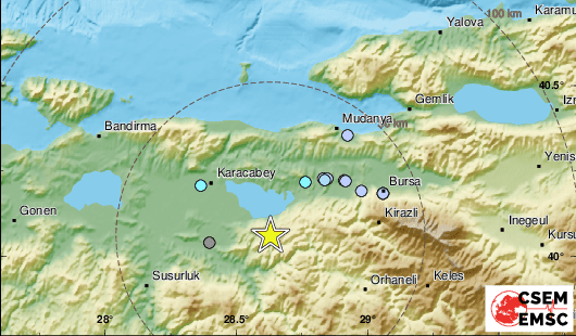 Земетресение с магнитуд 3,8 е регистрирано в окръг Бурса в