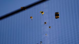 Военен самолет спускащ парашутисти по време на бейзболен мач предизвика