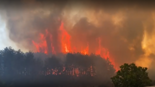 Голям пожар пламна край вилното селище Старите лозя в Казанлък