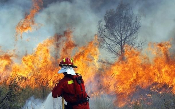 Пожар гори близо до военния полигон в Казанлък, съобщава БНТ.