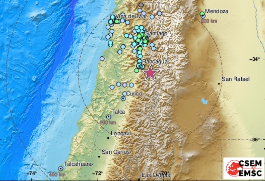 Земетресение с магнитуд 5,7 беше регистрирано в Чили. Това показва