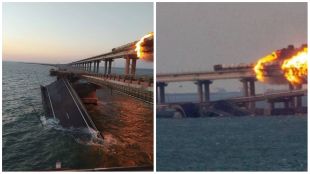 Пожар и експлозия са възникнали на Кримския мост който свързва
