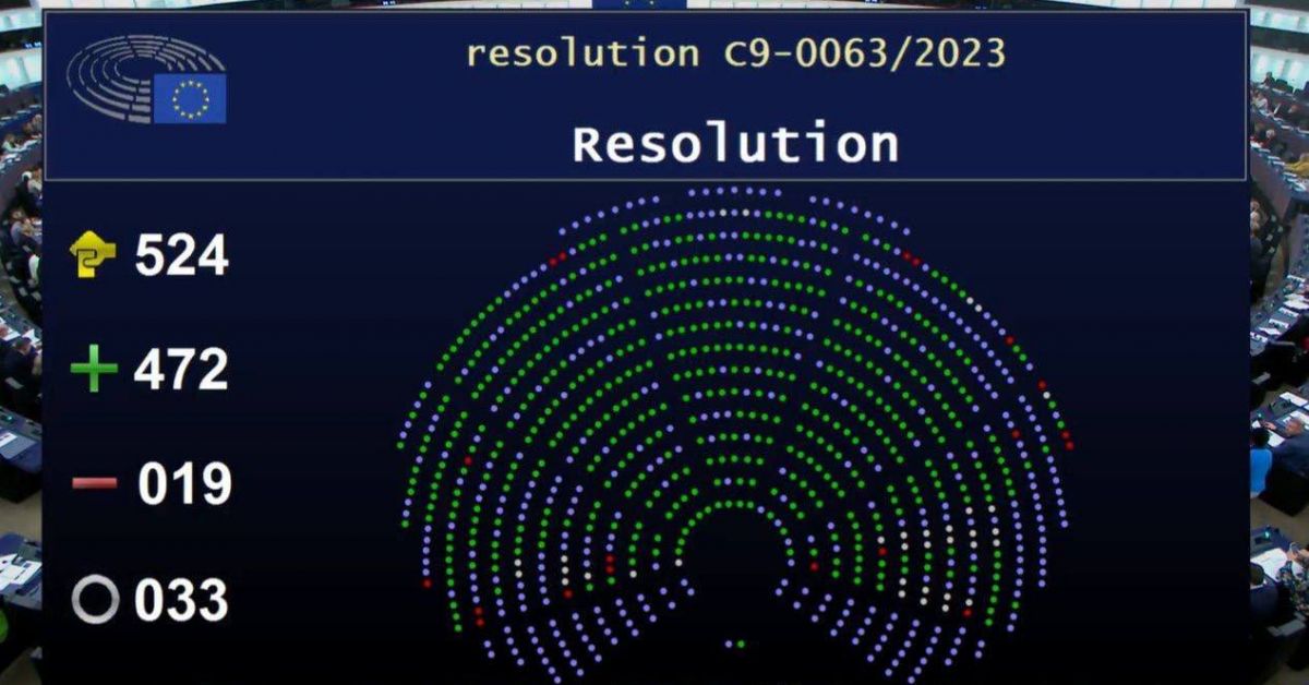 В резолюция, приета в четвъртък, Европейският парламент настоява руското политическо