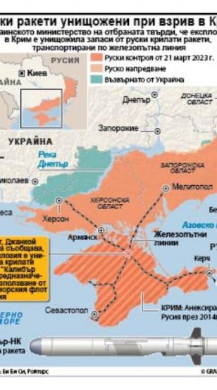 Украинското министерство на отбраната твърди, че експлозия в Крим е