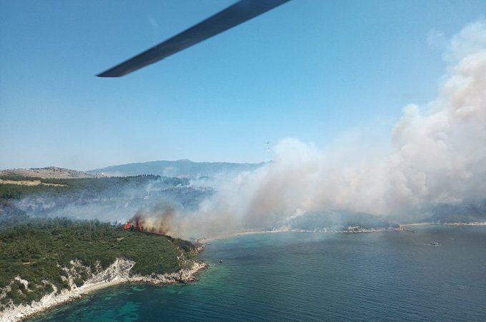 Два големи горски пожара се разразиха днес в турския егейски