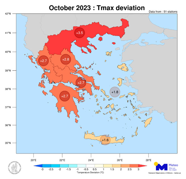 Октомври е бил най-топлият в Гърция от 15 години, съобщи