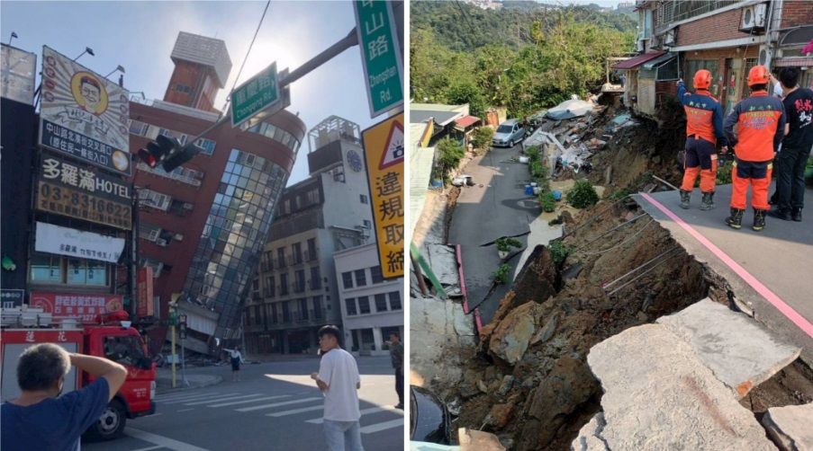 Снимка: Силно земетресение в Тайван: Има срутени сгради и десетки пострадали