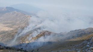 Пратиха водни оръдия в граничните селаПожарът в Гърция обхванал планината