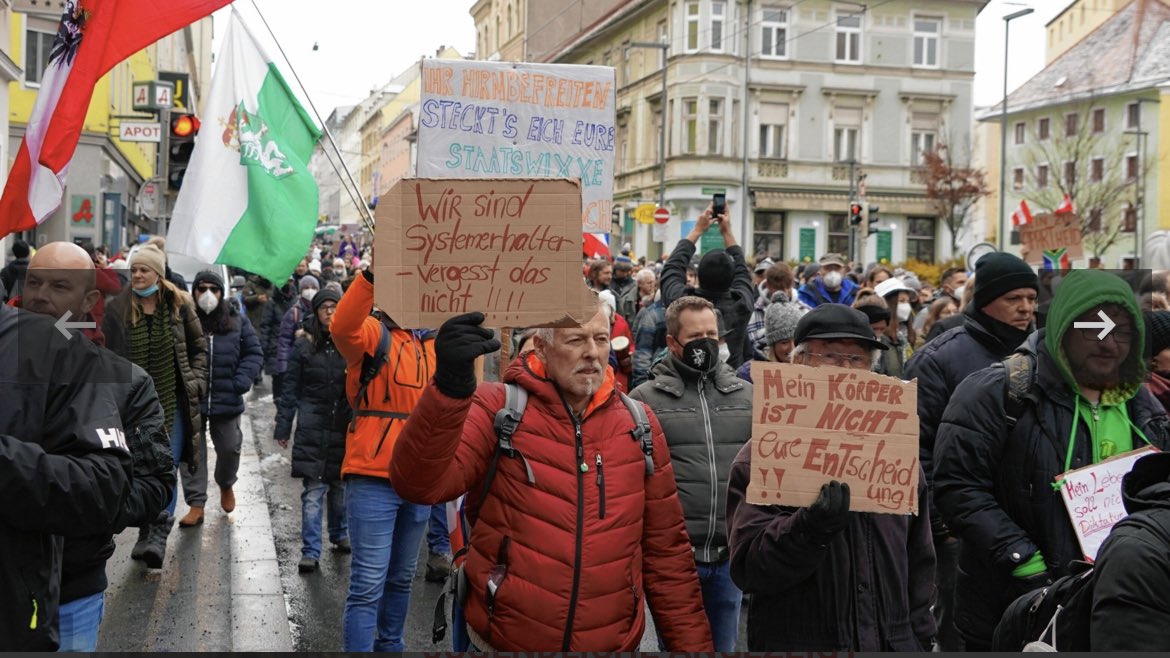 Продължават многохилядните протести в Австрия срещу локдауна