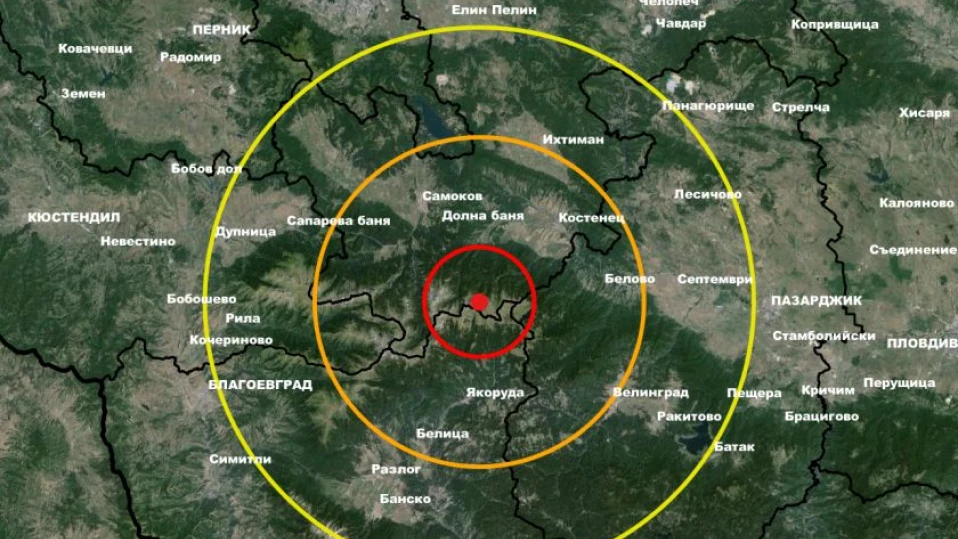 Плитко земетресение разлюля Софийско