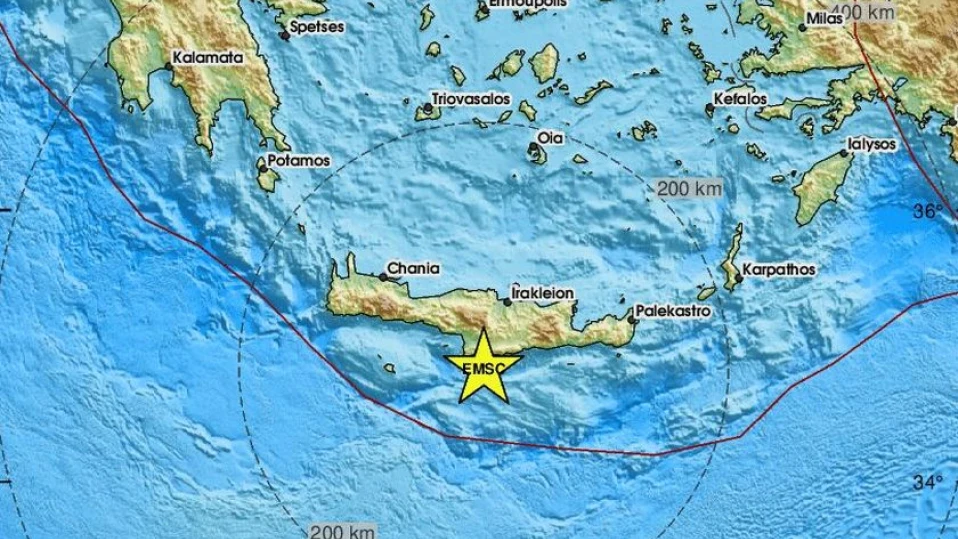 Само за 25 минути: Гръцкият остров Крит ударен от 3 труса от над 4 по Рихтер 