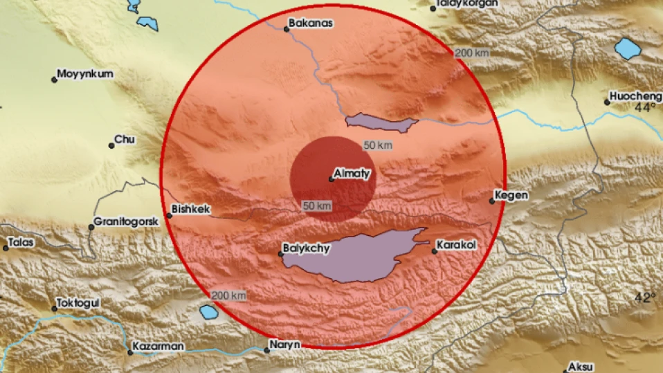Силно земетресение разтресе Източен Казахстан