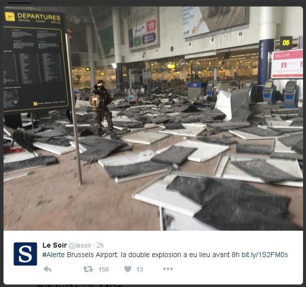 Две експлозии разтърсиха летището в Брюксел, има жертви и десетки ранени