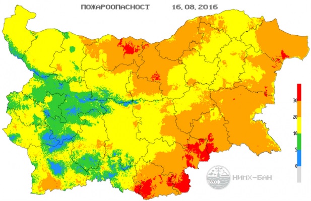 Червен код за опасност от пожари в 7 области