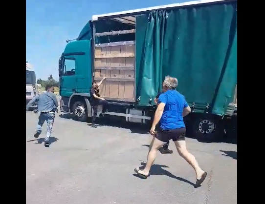 Бг шофьор на ТИР хит във фейсбук - клип показва как гони мигрант във Франция