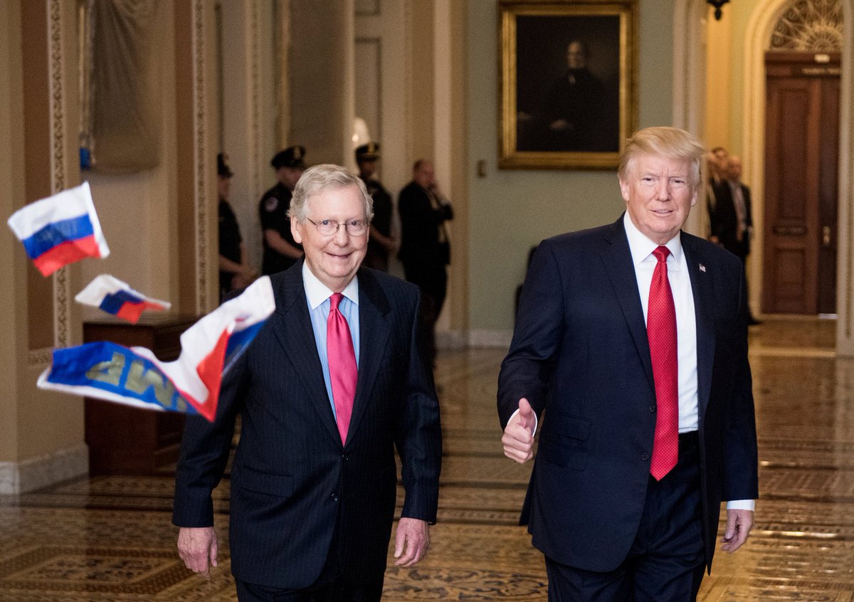 Демонстрант замери Тръмп с руски знамена (ВИДЕО)