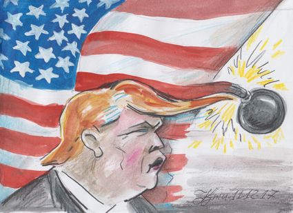 Тръмп гаси  пожар с бомба