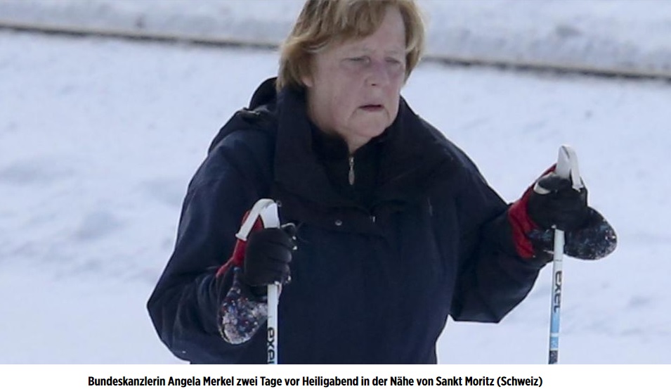Меркел отново на снежна почивка - кара ски в Алпите