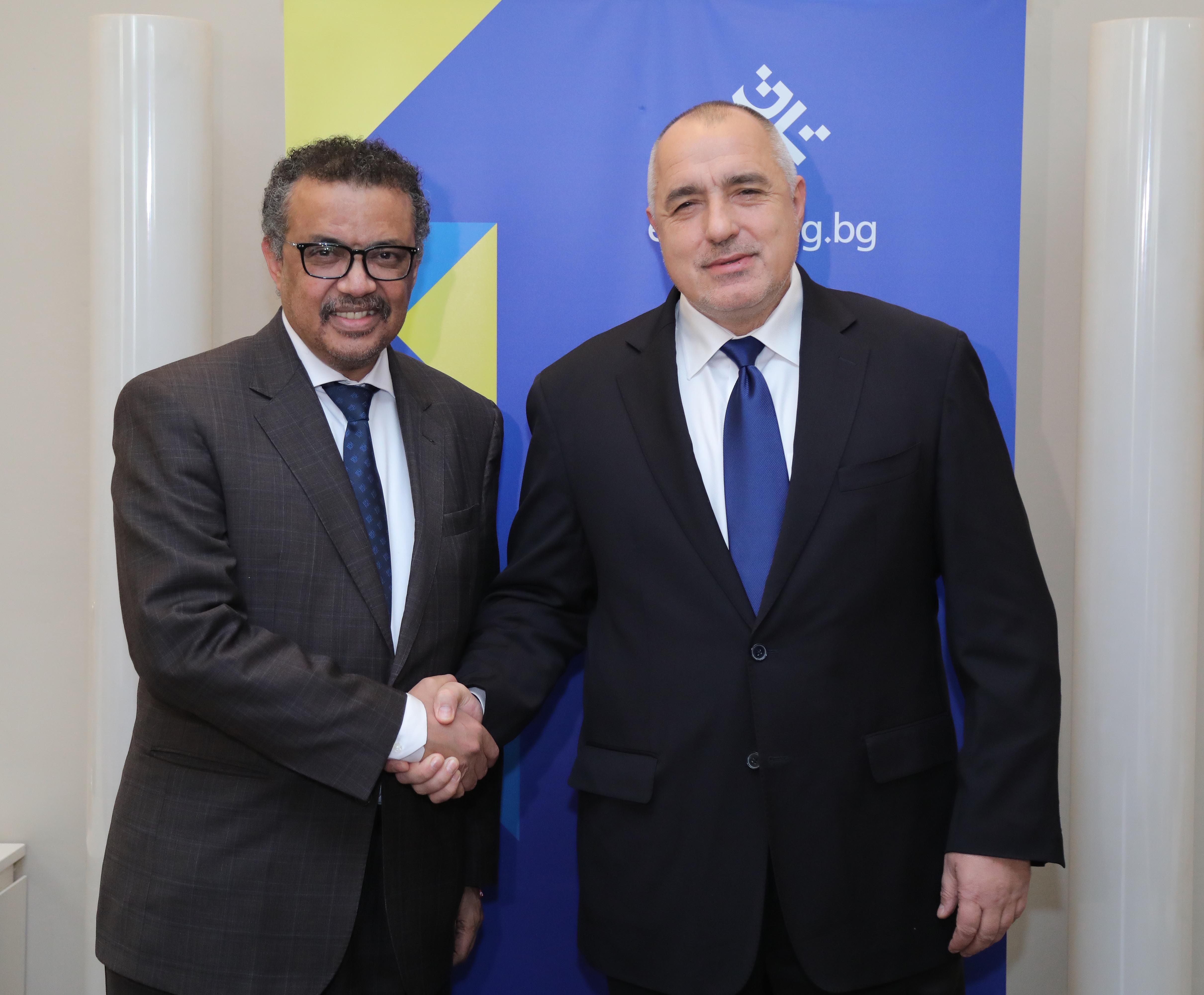 Премиерът Бойко Борисов се срещна с генералния директор на Световната здравна организация д-р Тедрос Гебрейесус