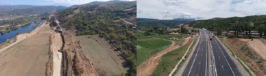 Вижте кадри от новата отсечка на магистрала "Струма" преди и след строителството (ВИДЕО)