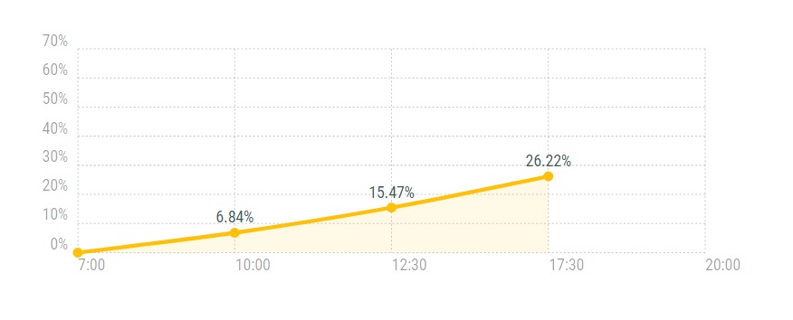 26.22 % е избирателната активност в страната към 17.30 ч.
