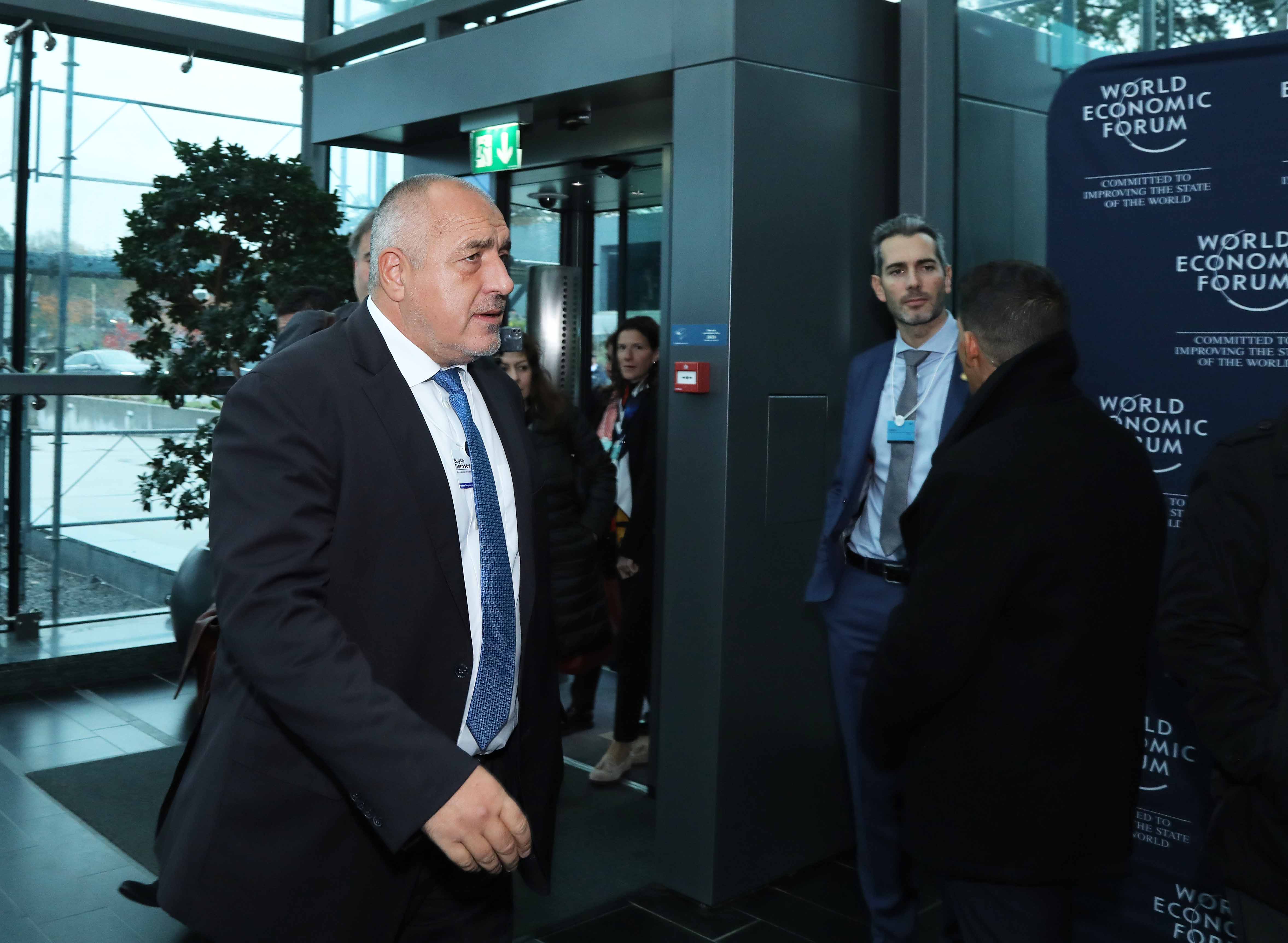 Премиерът Борисов пристигна в централата на Световния икономически форум в Женева