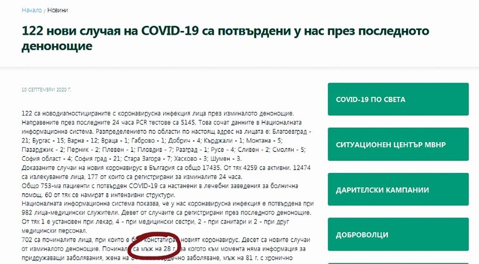 Втори умрял от Covid-19 възкръсна (обзор)