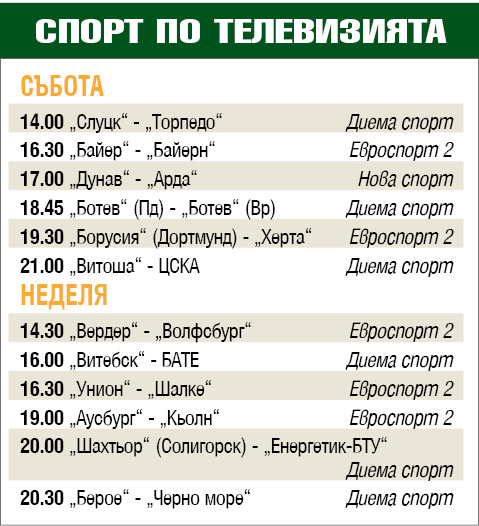 Мачовете по телевизията