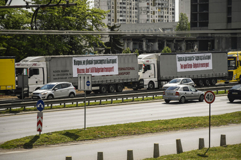 Български камиони протестират в Брюксел