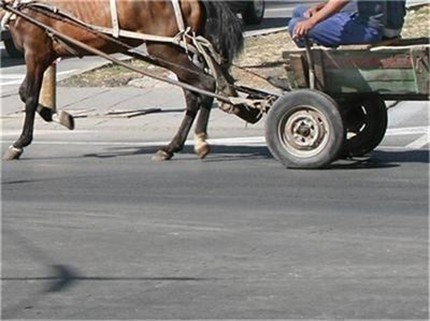 Каруца отнесла жена на тротоар