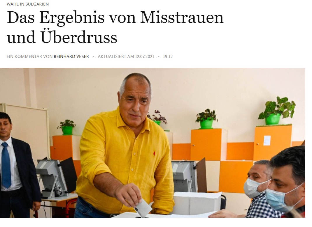 FAZ: В ЕС и България ще копнеят за предсказуемостта на Борисов