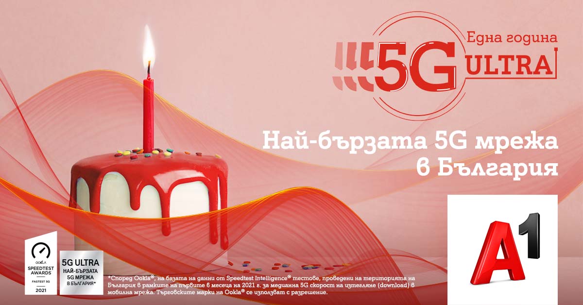 5G мрежата на А1 става на 1 година: Рекордни 90 TB трафик за октомври