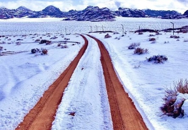 Сняг падна в Саудитска Арабия (ВИДЕО)