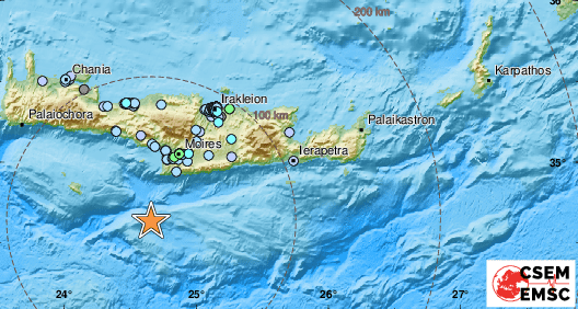Земетресение с магнитуд 4,7 по Рихтер е регистрирано на остров Крит