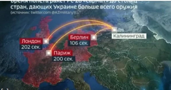 По руската телевизия: Ядрена ракета „унищожава“ Берлин, Париж и Лондон (Видео)