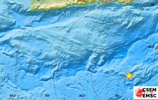 Земетресение е регистрирано край гръцкия остров Крит