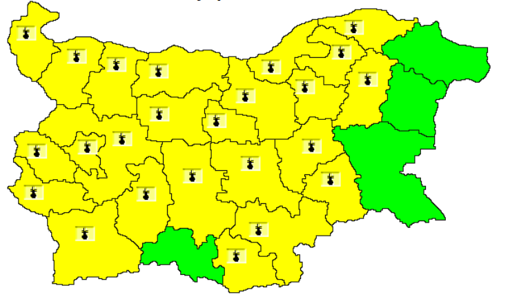 Жълт код в 24 области заради високи температури