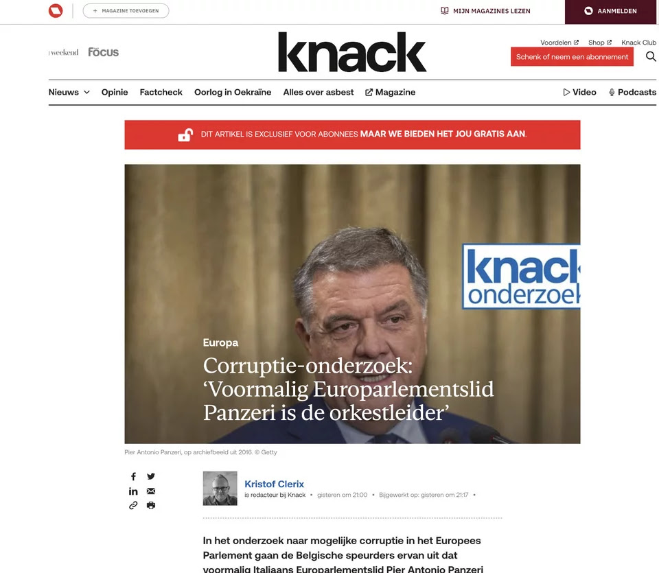 Белгийски медии: Твърди се, че италиански бивш евродепутат е главният мозък в случая с финансиране от Катар