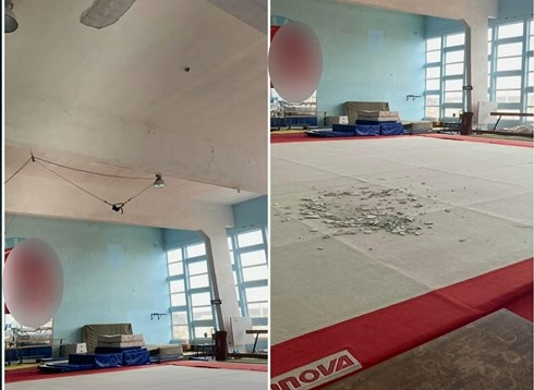 По време на тренировка на деца: Мазилка падна в спортна зала в Плевен
