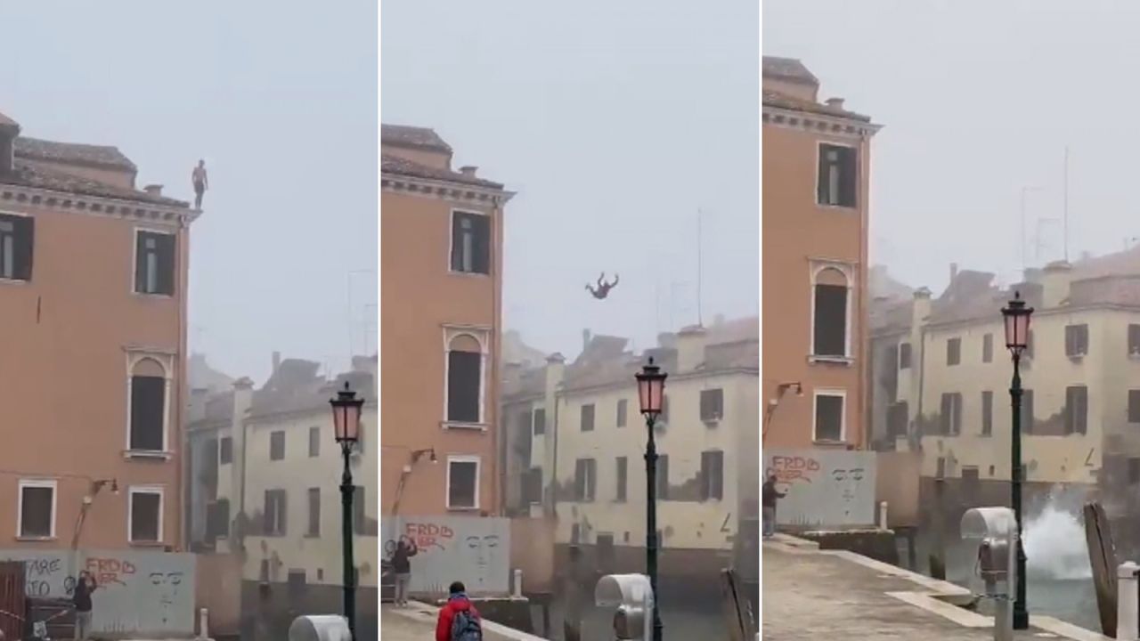 Венеция издирва "глупак", скочил от триетажна сграда в канал (ВИДЕО)
