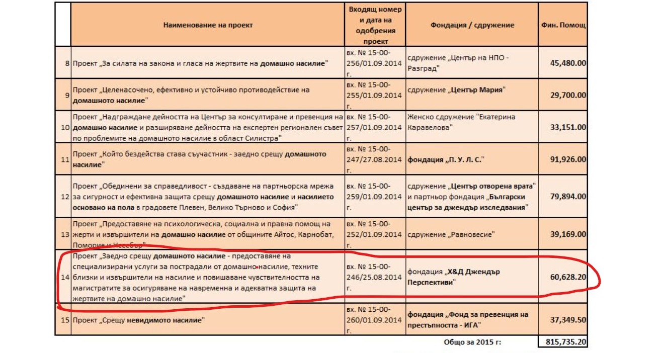 Над 1,3 млн. лева за 17 проекта на НПО за борба с домашното насилие